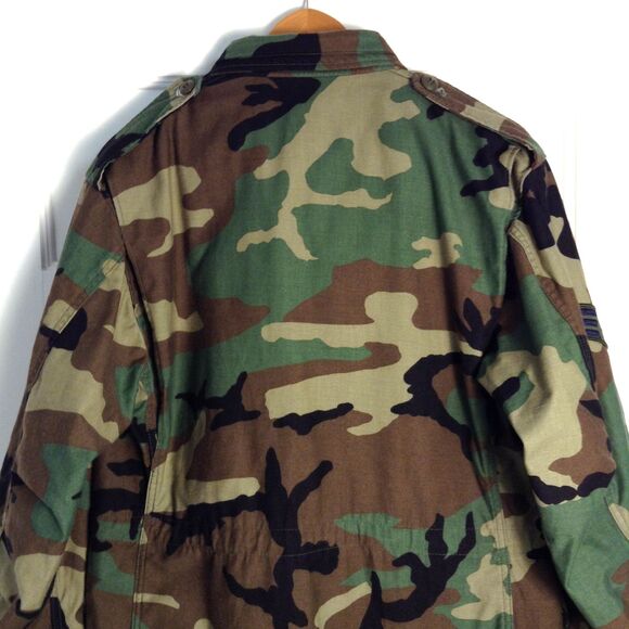 Vtg US Military M65 Jacket Men Med Regular Woodland Camo Field Coat Cold Weather - Picture 4 of 9